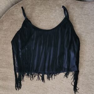 Papermoon Stretch Satin Fringe Top